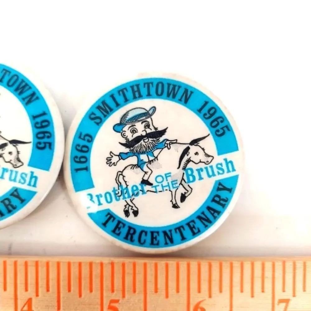 Lot of 3 Vintage Brothers Of The Brush Pinbacks from 1965 Smithtown Long Island